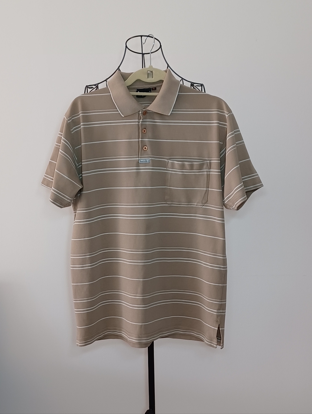 Body Glove Men’s Striped Polo Shirt - Size XL - Tan/Brown